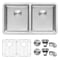 Ruvati 31" Undermount Kitchen Sink 50/50 Double Bowl 16 Gauge SS RVM5099 - alternate 1